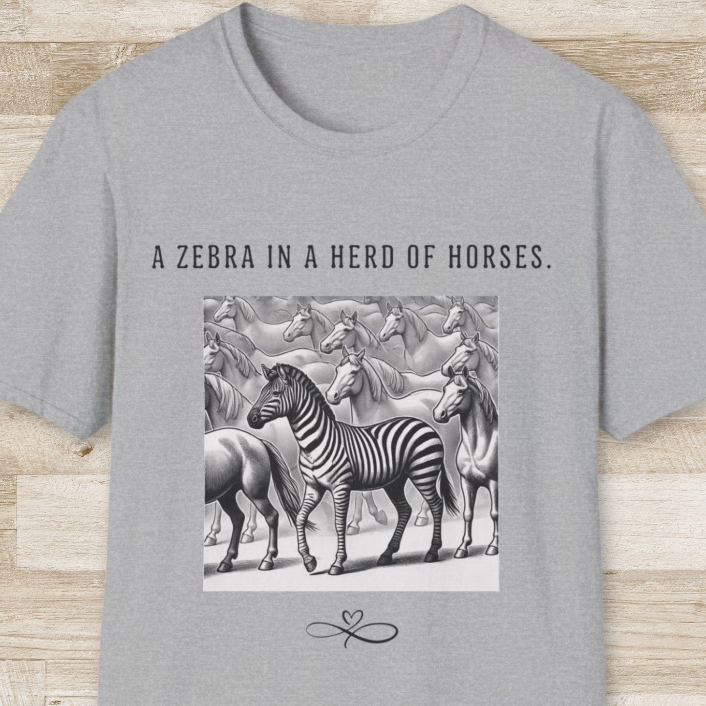 A zebra in a herd of horses T-Shirt