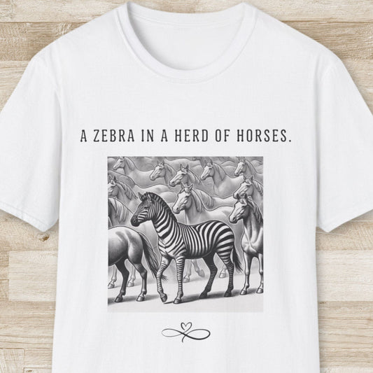 A zebra in a herd of horses T-Shirt