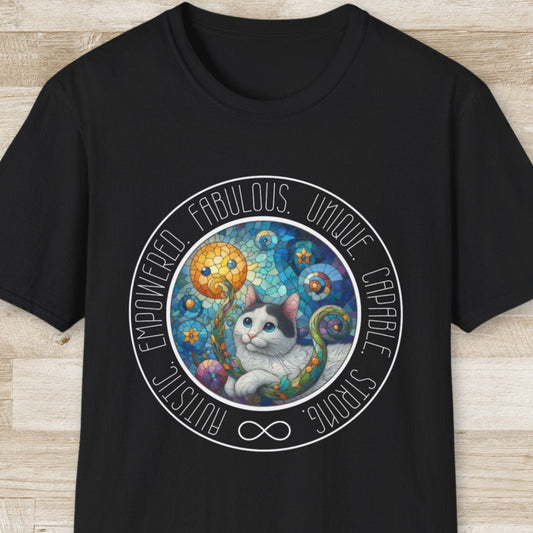 Autistic, Empowered, Cat T-Shirt