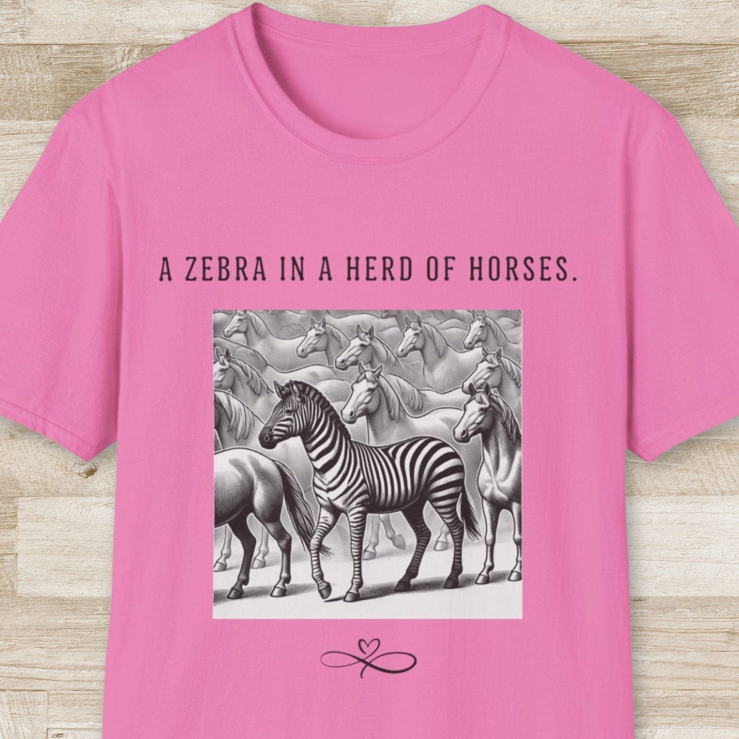 A zebra in a herd of horses T-Shirt