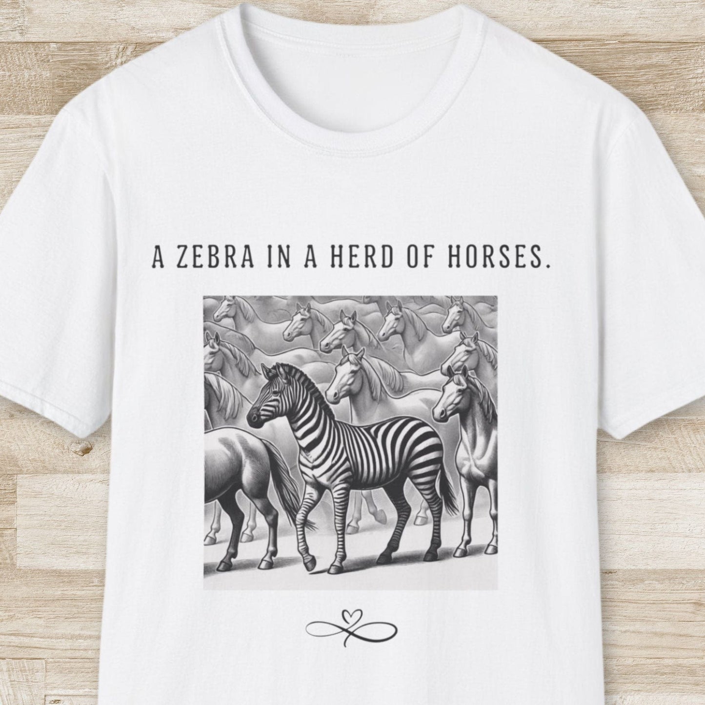 A zebra in a herd of horses T-Shirt